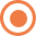 Ein orangefarbener Kreis mit orangefarbener Umrandung auf weißem Hintergrund.
